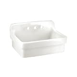 American Standard 9061.193.020 Plaster Work Sink with 8-Inch Faucet Spacing, High Backsplash and Wall Hanger, White