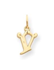 14k Yellow Gold Initial V Charm. Gold Weight- 0.52g.