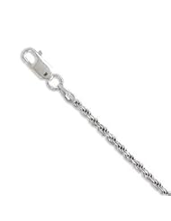 Rope Chain Necklace 1.8mm Sterling Silver with Rhodium Plate Non-tarnish