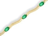 14K Yellow Gold Genuine Oval Emerald Bracelet