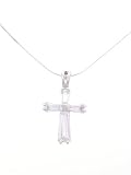 Sterling Silver CZ Cross Necklace with 18 inch Snake Chain