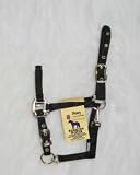 Hamilton Deluxe 3/4 Nylon Horse Halter with Adjustable Chin and Snap, Black, Pony/Average Mini Donkey