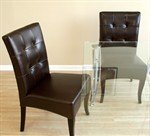 Dark Brown Full Leather Tufted Dining Chair - Set Of 2