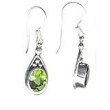 6 Carat Oval Peridot Sterling Silver Earrings
