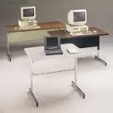 HON AM3060MML 60W Computer Desk, Adjustable Workstation, Medium Oak Top, Putty Base