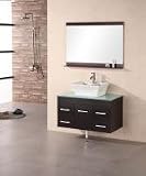 36 Inch Modern Single Vessel Sink Bathroom Vanity with Glass Counter Top