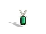14K White Gold Emerald-cut Created Emerald Pendant