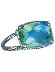 Lori Bonn Sterling Silver "Moxie Collection" Calypso Quartz Cushion Cut Ring Size 9