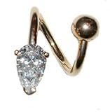 14 karat gold Twisty Belly Button Ring with Reverse Teardrop