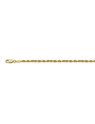 CleverEves 14K White Gold 021 2.65mm Lobster Clasp Solid Diamond-Cut Rope Chain