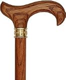 Genuine Oak Wood Derby Walking Cane With Oak Shaft And Brass Embossed Collar