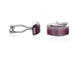 Elegant Purple Cufflinks in Beveled Silver Frame with Gift Box