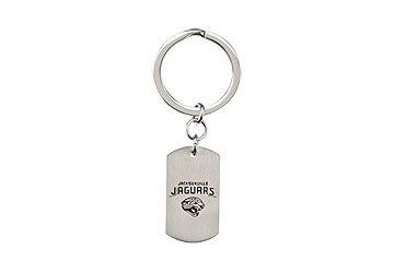 Stainless Steel Jacksonville Jaguars Team Name and Logo Keychain - 34.75MM X 19.75MM