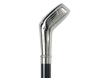 Walking Stick / Cane with Golf Club Handle, Nickel-Plated (Made in Italy)