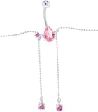 Austrian Crystal Passion Pink PEAR Gem DAZZLE Dangle BELLY CHAIN