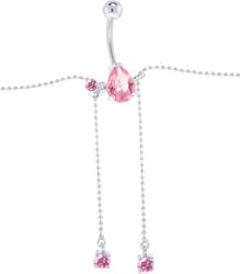 Austrian Crystal Passion Pink PEAR Gem DAZZLE Dangle BELLY CHAIN