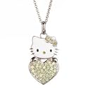 Gordon's Jewelers Hello Kitty Peridot Heart Birthstone Pendant in Sterling Silver