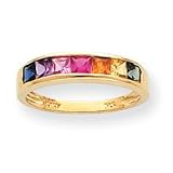 10k Multi-Colored Created Sapphire Channel Set Ring