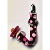 Pink and Chocolate Dot Personalized Pacifier Clip... by Monkey Tails