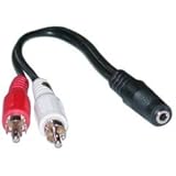 PcConnectTM RCA to Stereo Y-Cable, 2 x RCA Male / 1 x 3.5mm Stereo Female, 6 inch