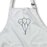 Three Balloons Outline Art Drawing - Waist Apron With Pockets