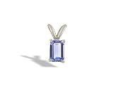 14K White Gold Genuine Emerald-cut Tanzanite Pendant