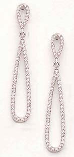 14kt White Gold Diamond Hanging Post Earrings- DS1176