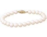 6 - 6.5mm Cultured Round Pearl Bracelet 14K Yellow Gold