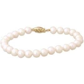6 - 6.5mm Cultured Round Pearl Bracelet 14K Yellow Gold by Szul