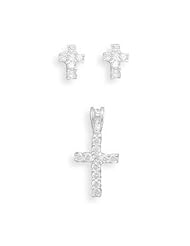 CZ Cross Earrings/Pendant Set