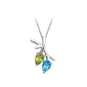 Peridot and Blue Topaz Fashion Pendant in 10K White Gold by 