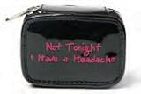MIAMICA TRENDY EMBROIDERED TRAVEL BLACK PATENT "Not Tonight I have a Headache" PILL CASE WEEKLY VITAMINS ORGANIZER BOX