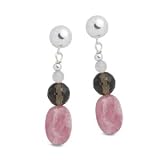 Pinks and Brown Beaded Drop Earrings