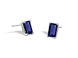 14K White Gold Emerald-cut Created Sapphire Stud Earrings