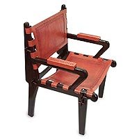 Mahogany and leather armchair Contemporary