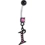 Black Anodized PINK Jeweled Initial Belly Ring-LETTER "I"