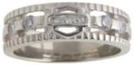 WR7381D Silver and Diamond Harley Davidson Size 7 Ring