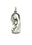 Antiqued Sterling Silver Our Lady of Sorrows Mary Mother of God and Baby Jesus Pendant