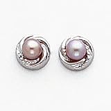 Sardelli - 14k White Gold Pink Cultured Pearl with Wreath Earrings