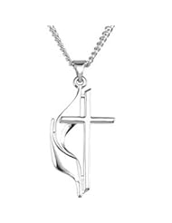 Sterling Silver Methodist Cross Flame 19.00X10.00 MM