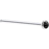 Solid 14KT White Gold 2mm Black Diamond Spike Straight Fishtail 3/4 - 18 Gauge