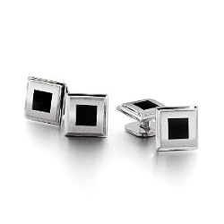 Men s STEL Stainless Steel Stud Set with Black Enamel Inlay Accent- 80795