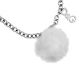 Snow Silver Tone Rhinestone and Faux Fur Necklace