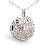 Sterling Silver Rose Quartz Swirl Pendant Necklace on 18 Inch Snake Chain