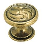 1 1/4 Dia Burnished Brass Oak Leaf Knob