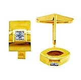 Image of 0.40 Carat G/VS2 Princess Certified Diamond Cufflinks in 18ct Solid Yellow Gold