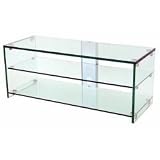 Glass TV Stand for up 50 Plasma, LCD or DLP Projection TVs (Clear Glass/Silver) (19.63 H x 49 W x 18.5 D)