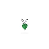 14K White Gold Genuine Heart Emerald Pendant