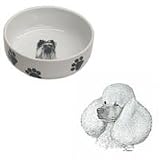 White Poodle, Paw Print Bowl, Porcelain by Rosalinde (7 in. x 2.5 in. deep)