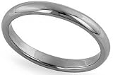 18K White Gold Domed Comfort-Fit Wedding Band with Polished Finish, 2.5mm Wide